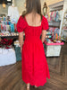 Flirty Eyelet Maxi Dress: Red