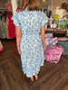 Blue Hydrangea Midi Dress