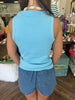 Catie Knit Button Down Top: Blue
