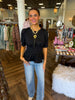 Pleated Waist Top- Black