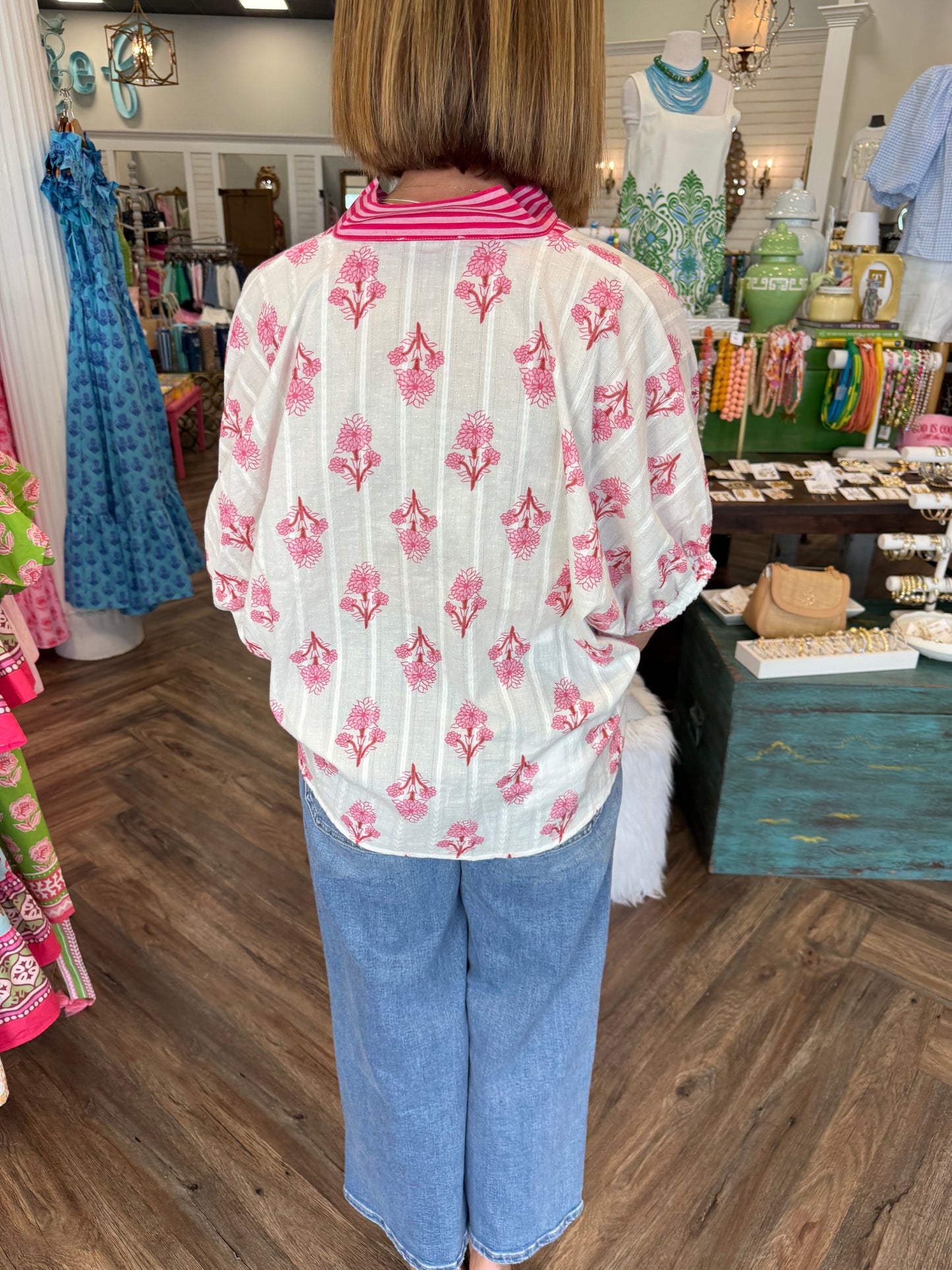 Linen Poppy Flower Top
