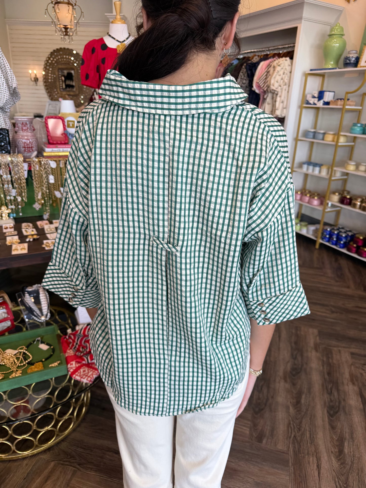 Hunter Green Plaid Top