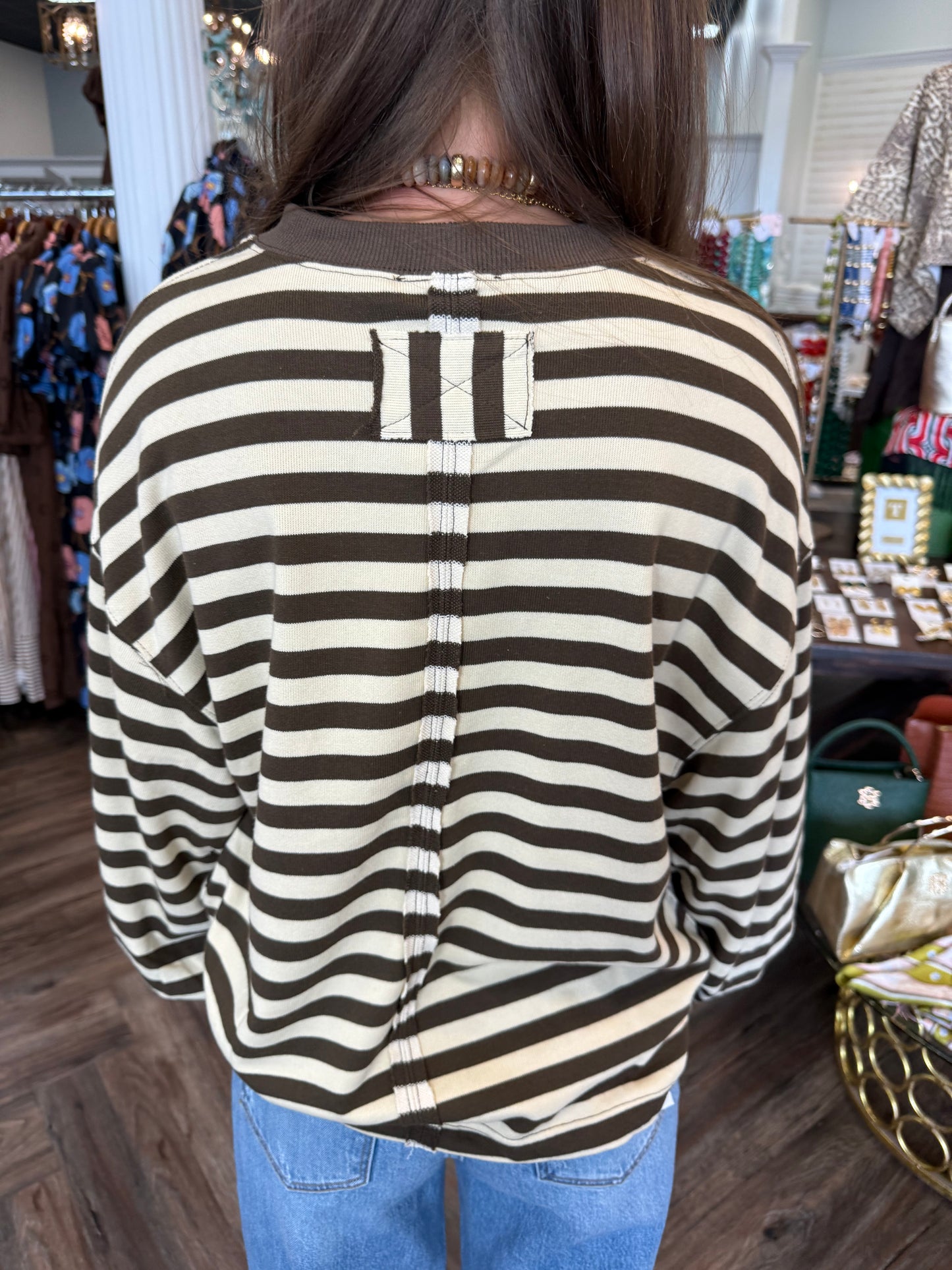 Brown and Cream Stripe Top