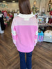 Color Block Oversized Knit Top: Pink