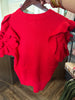 Ruffle Sleeve Sweater: Red