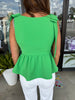 Bow Peplum Tank: Green
