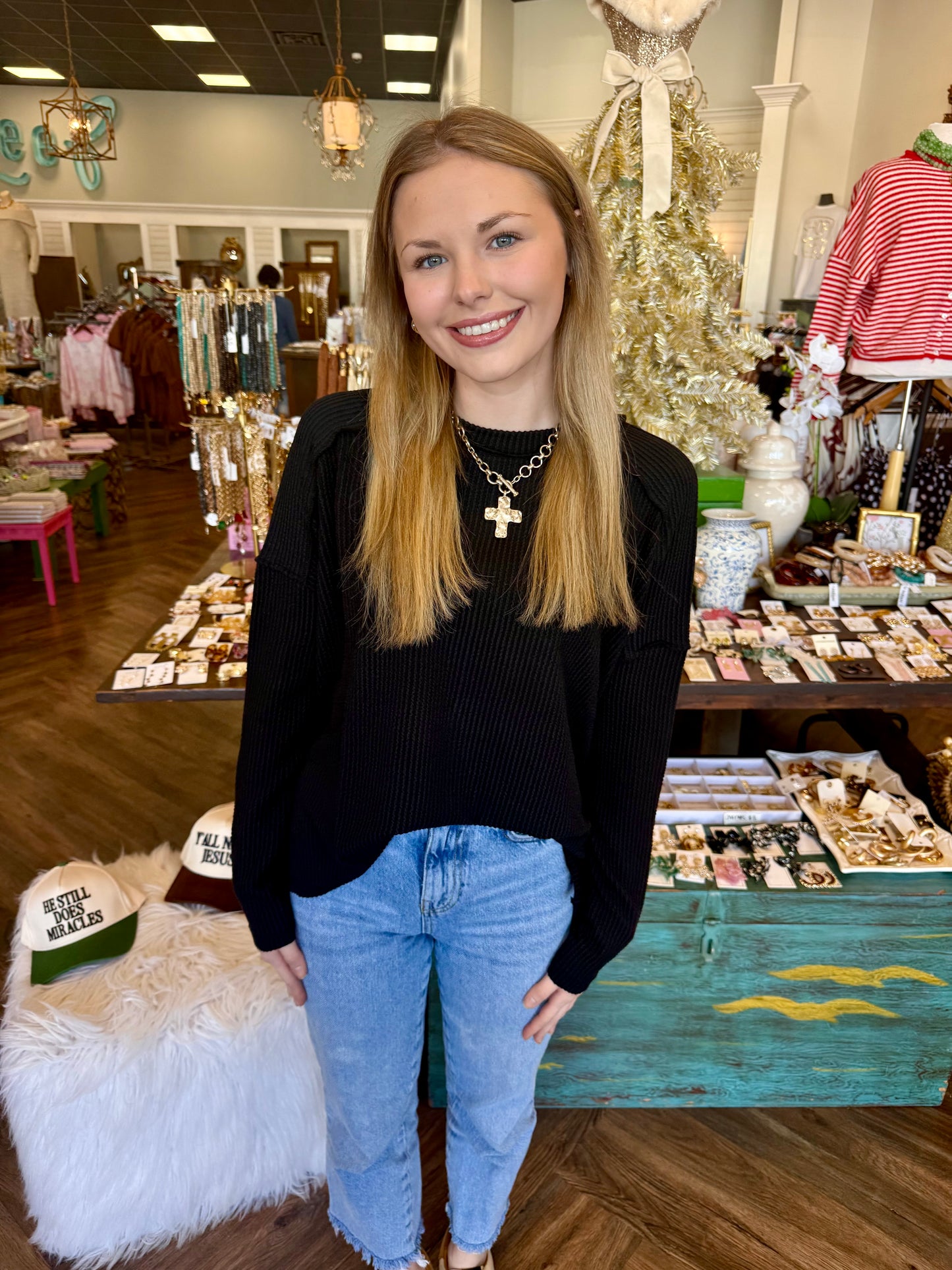 Raised Rib Top: Black