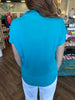 Solid Mock Neck Sweater: Teal Blue