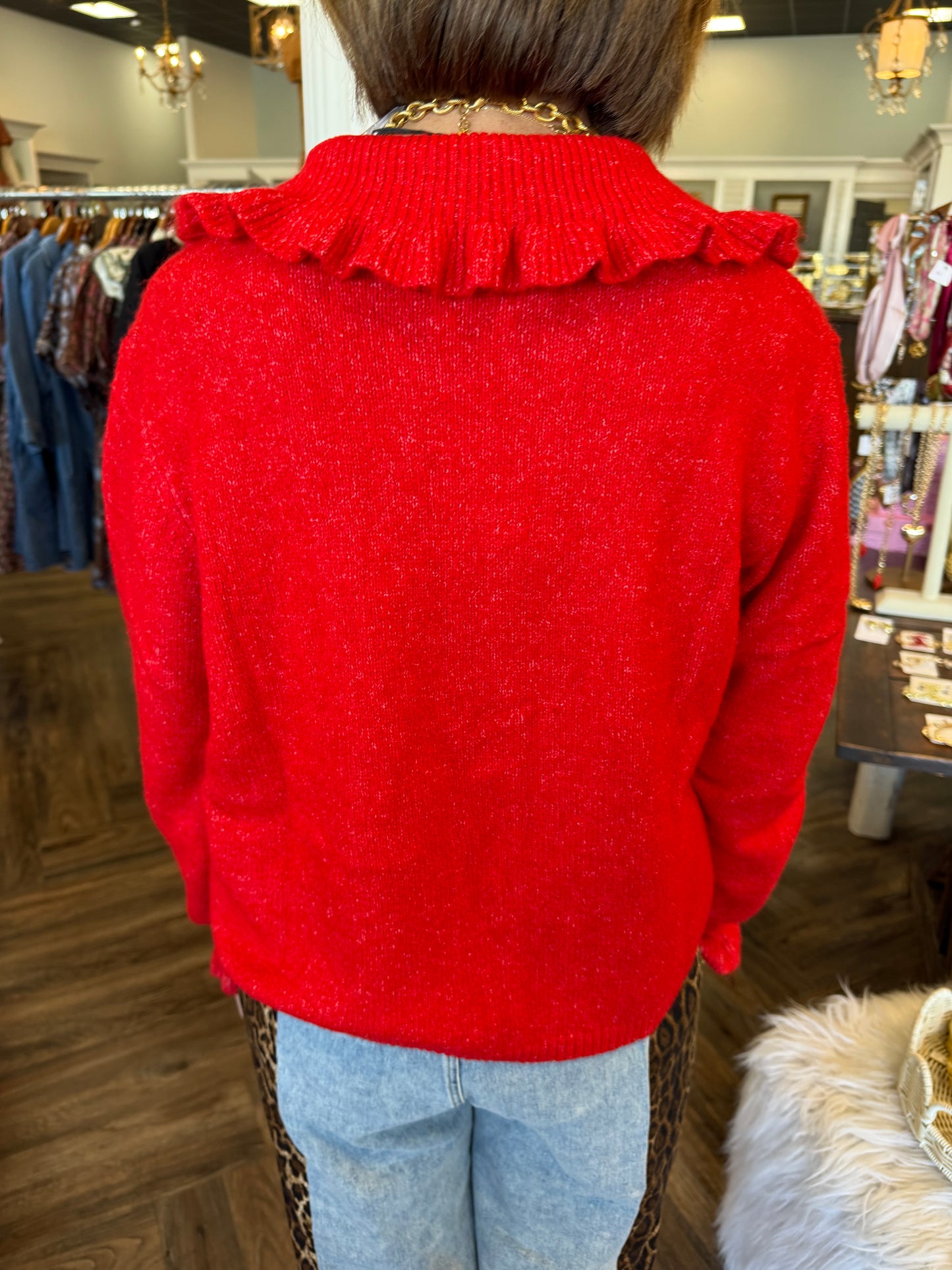Frilly Collar Button Top