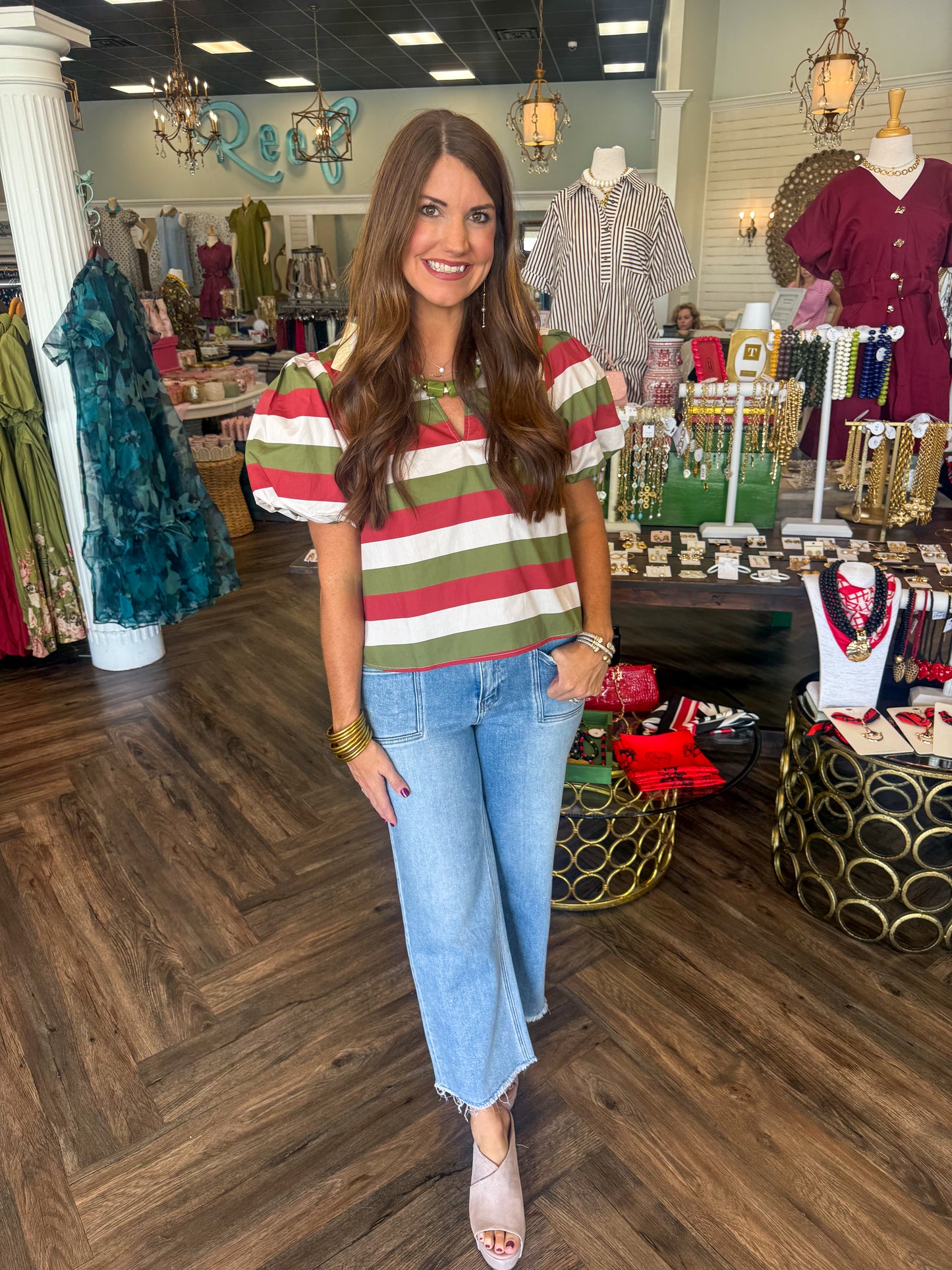 Olive Combo Stripe Top