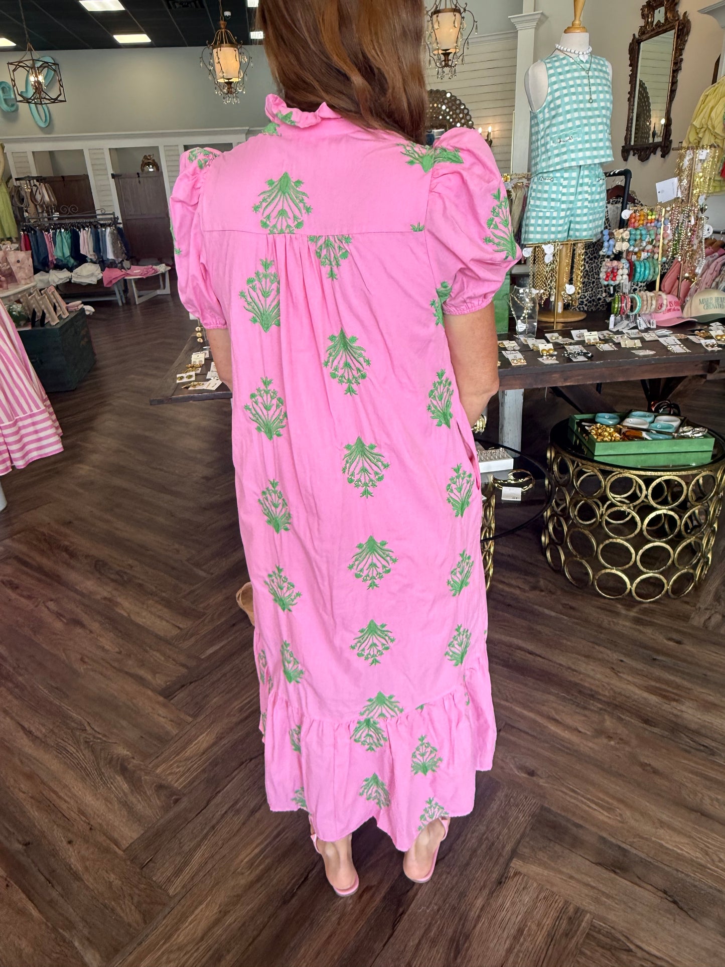 Pink And Green Garden Maxi