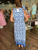 Tara Hills Halter Neck Maxi Dress: Blue/White