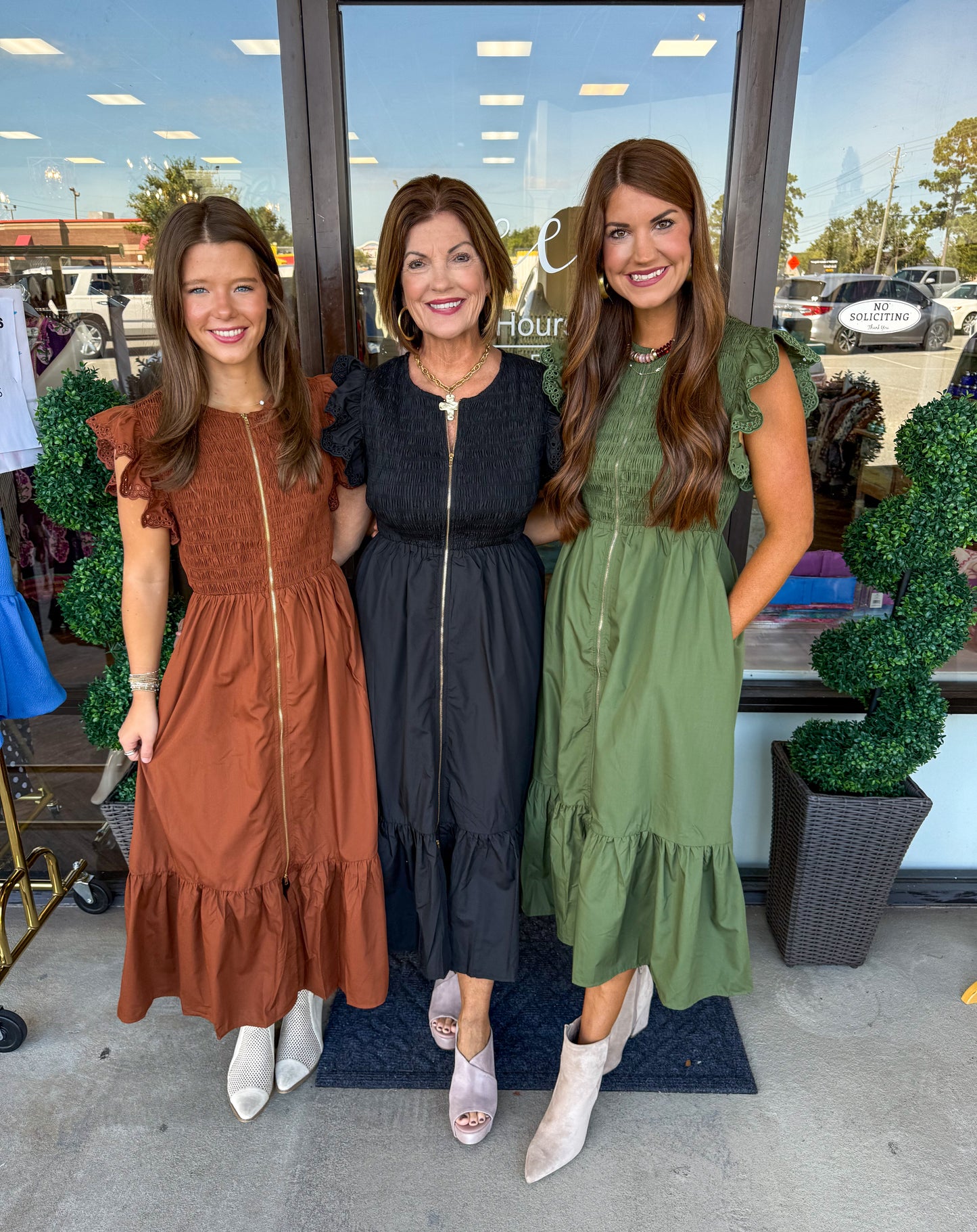 Mia Zip Midi Dress: Caramel