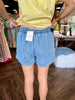 Pull On Smocked Shorts: Lt Denim