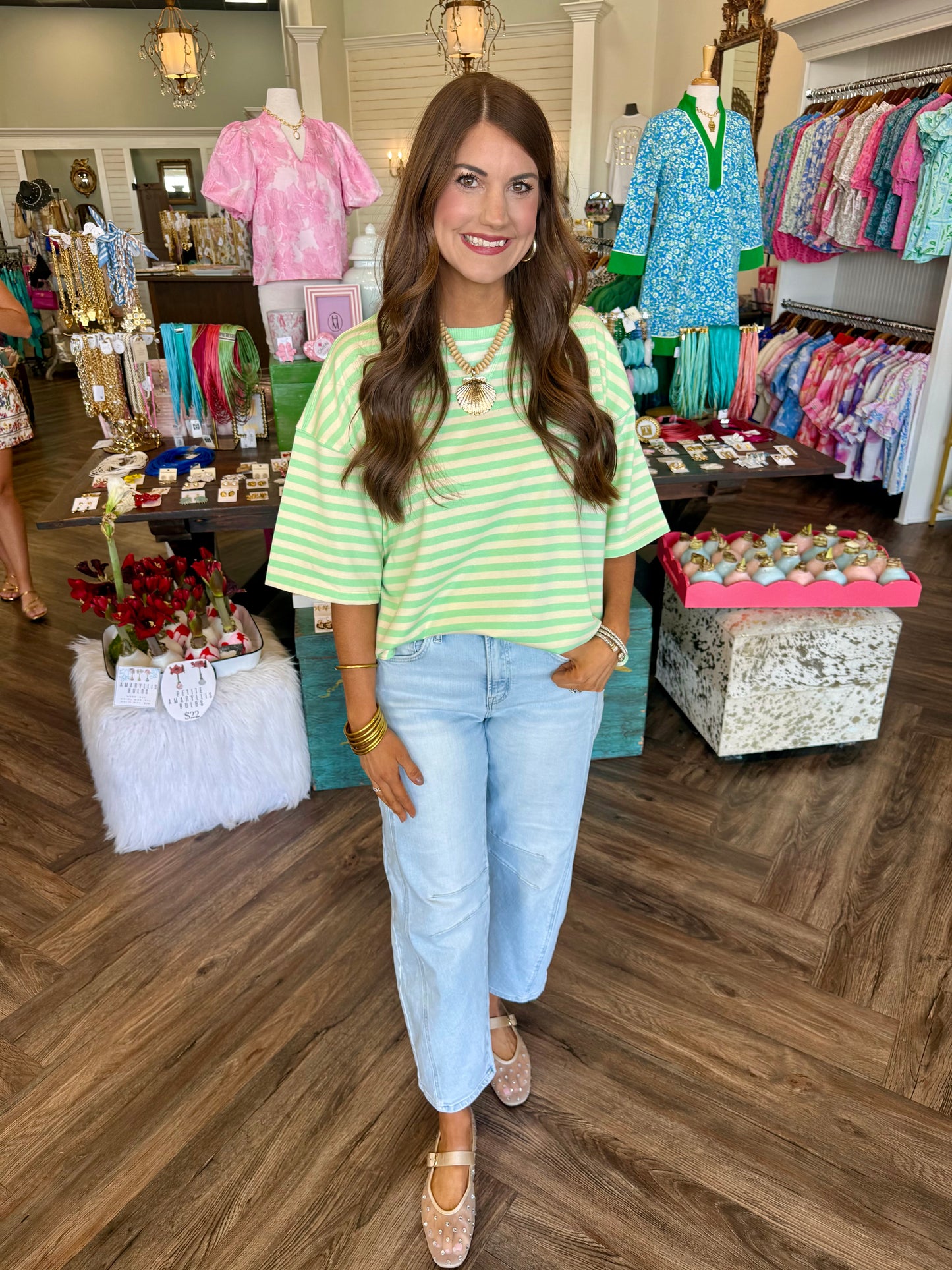 Anna Stripe Top: Mint