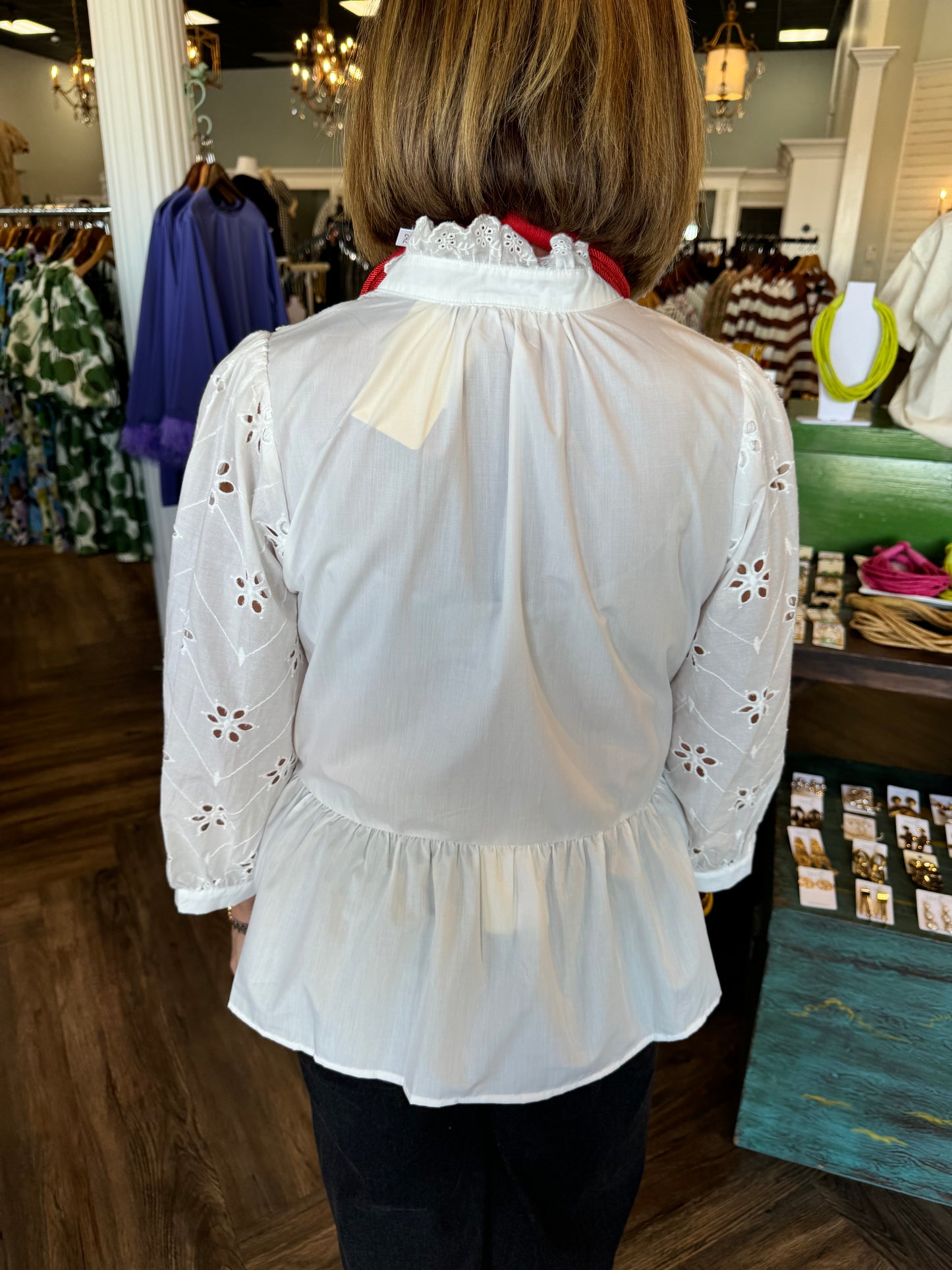 Classy Eyelet Top: White