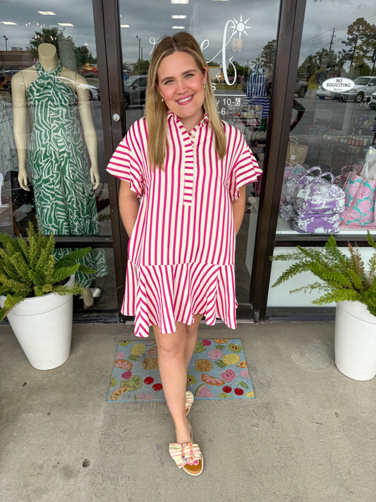 Sam Stripes Dress: Pink