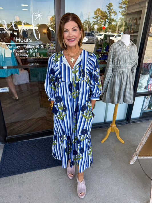Marigold Midi Dress: Navy