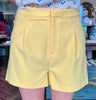 Solid Pleated Shorts: Pineapple