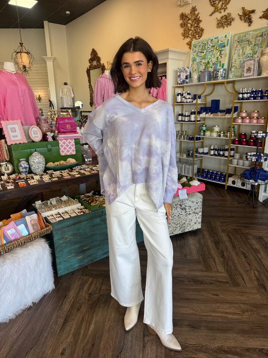 Creamy Lavender Tie Dye Top