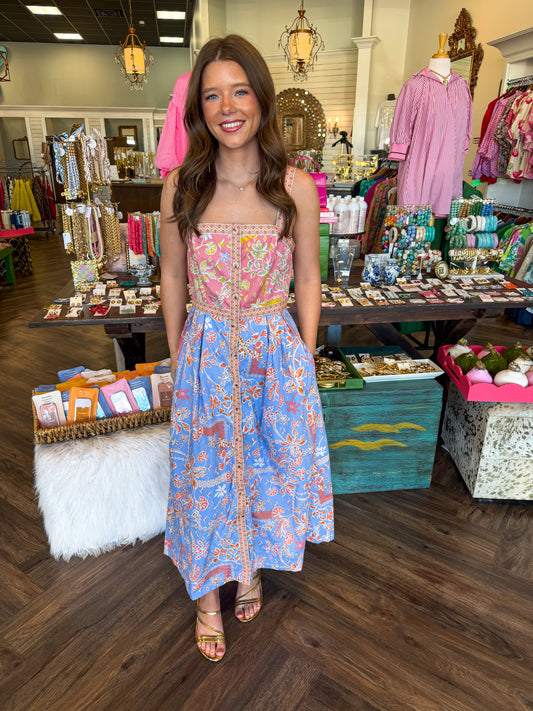 Coral Palm Maxi Dress