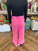 Exposed Hem Pants: Fuchsia