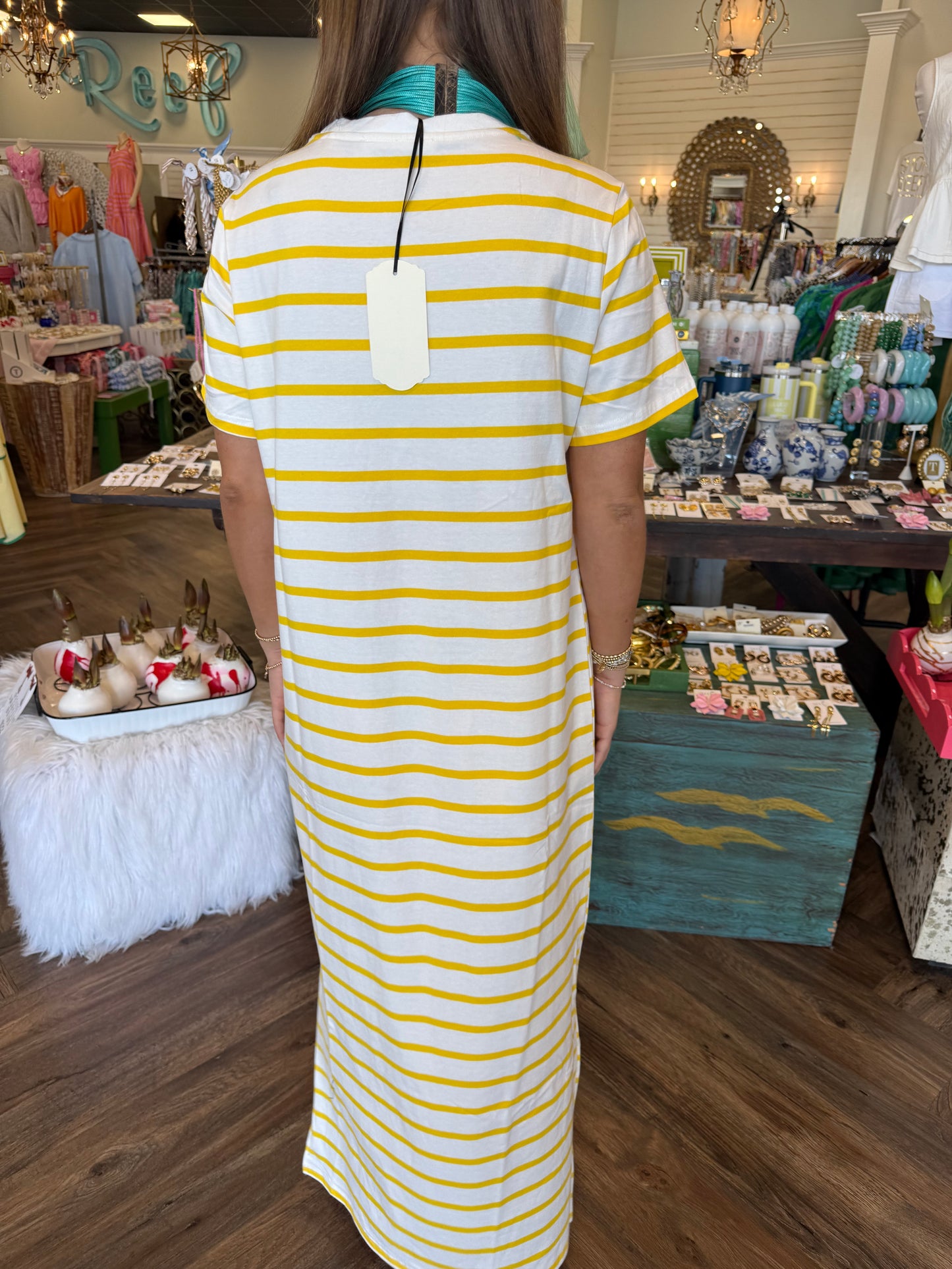 Daily Striped Midi Dress: Yellow