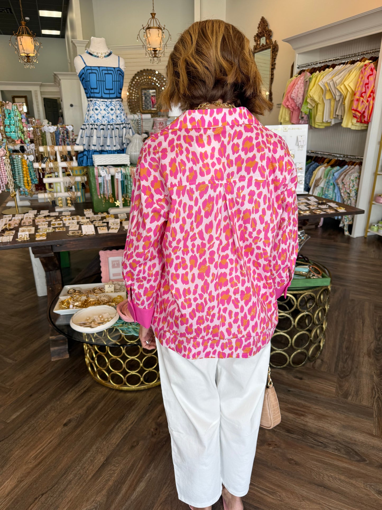 Jane Cheetah Blouse: Pink