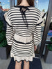 Tan & Black Striped Sweater Set