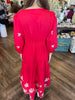 Embroidered Red Midi Dress
