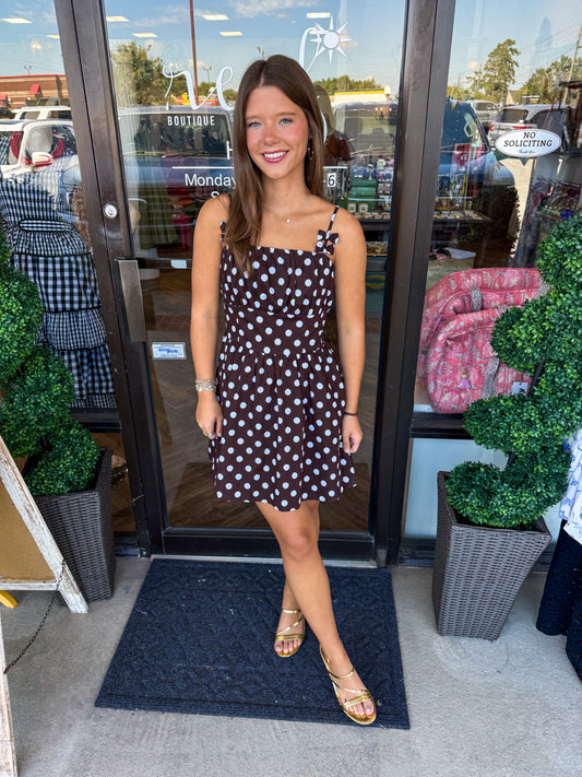 Sally Brown Polka Dot Dress