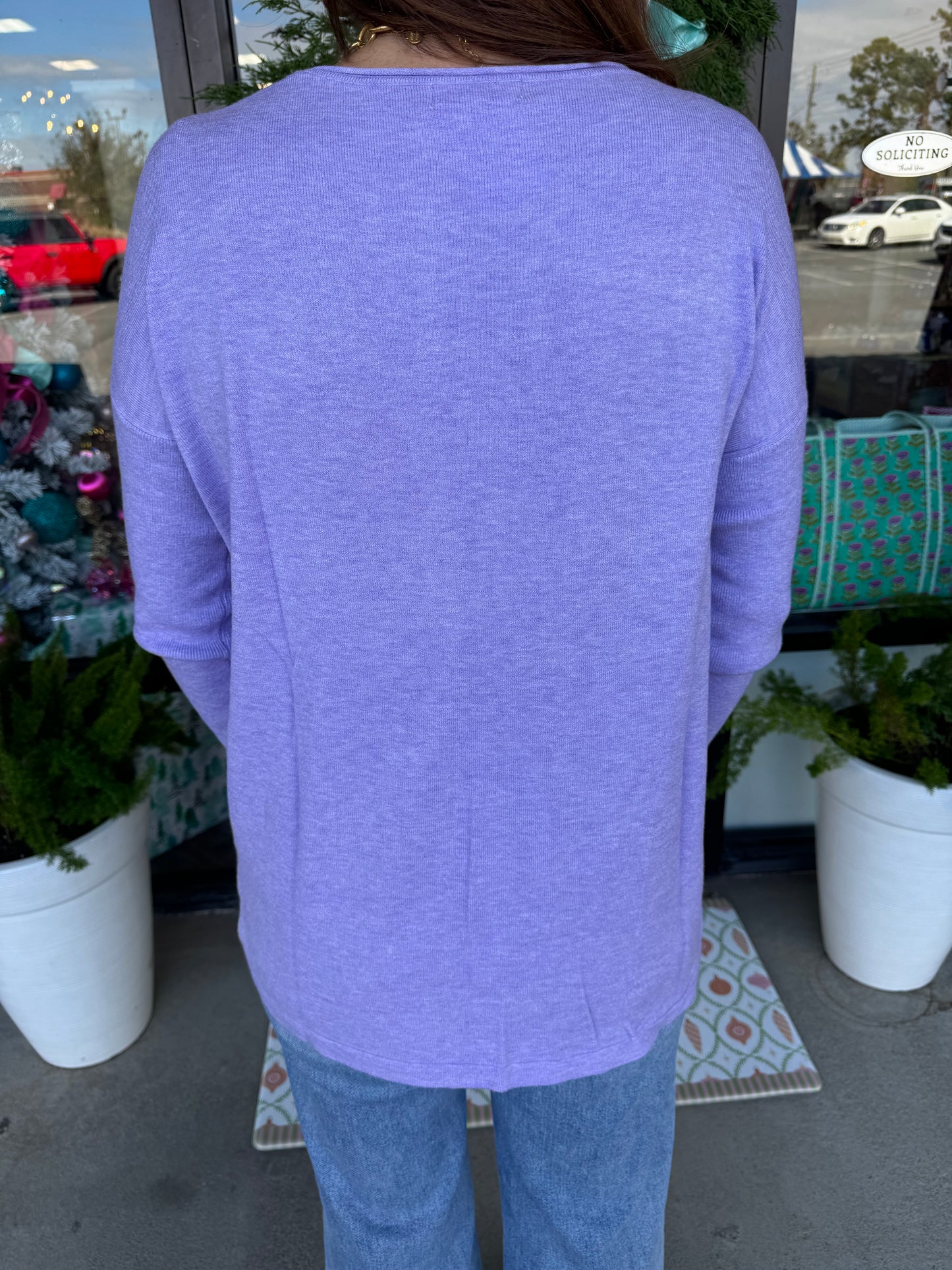 Cozy Soft Pocket Sweater: Lavender