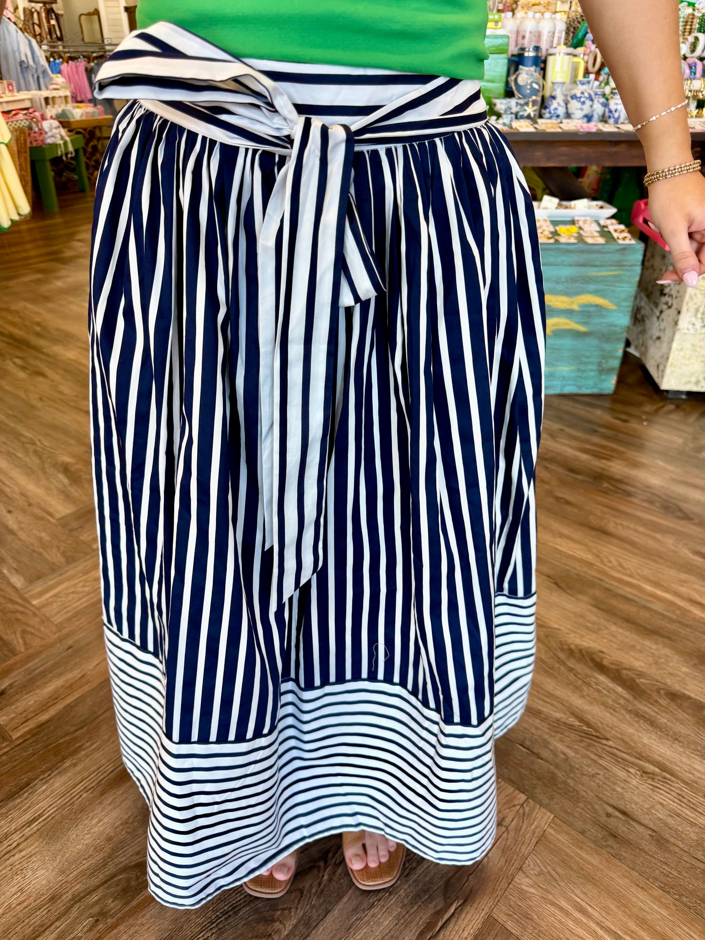 Navy Striped Skirt