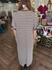 Cozy Days Striped Midi Dress: Brown