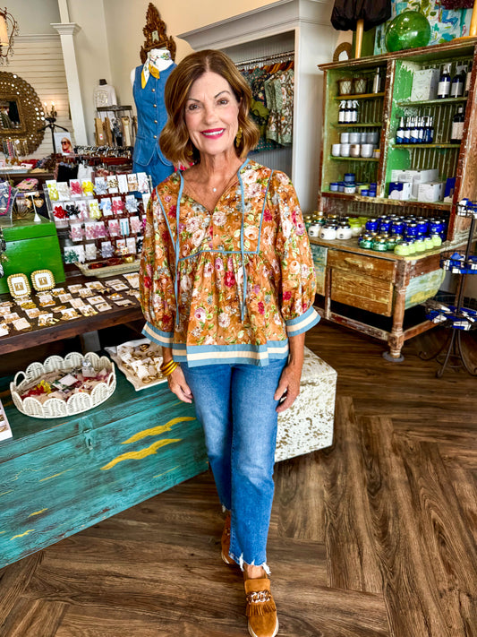 Rose Camel Mix Top