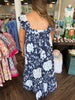 Navy Hydrangea Midi Dress