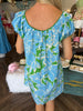 Blue and Green Babydoll Dress
