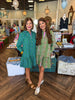 Mary Square Fiona Dress: Honeyvines- Green