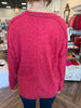 Brushed Ribbed Pocket Top: Dk Red