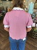 Pink Gingham Scalloped Top