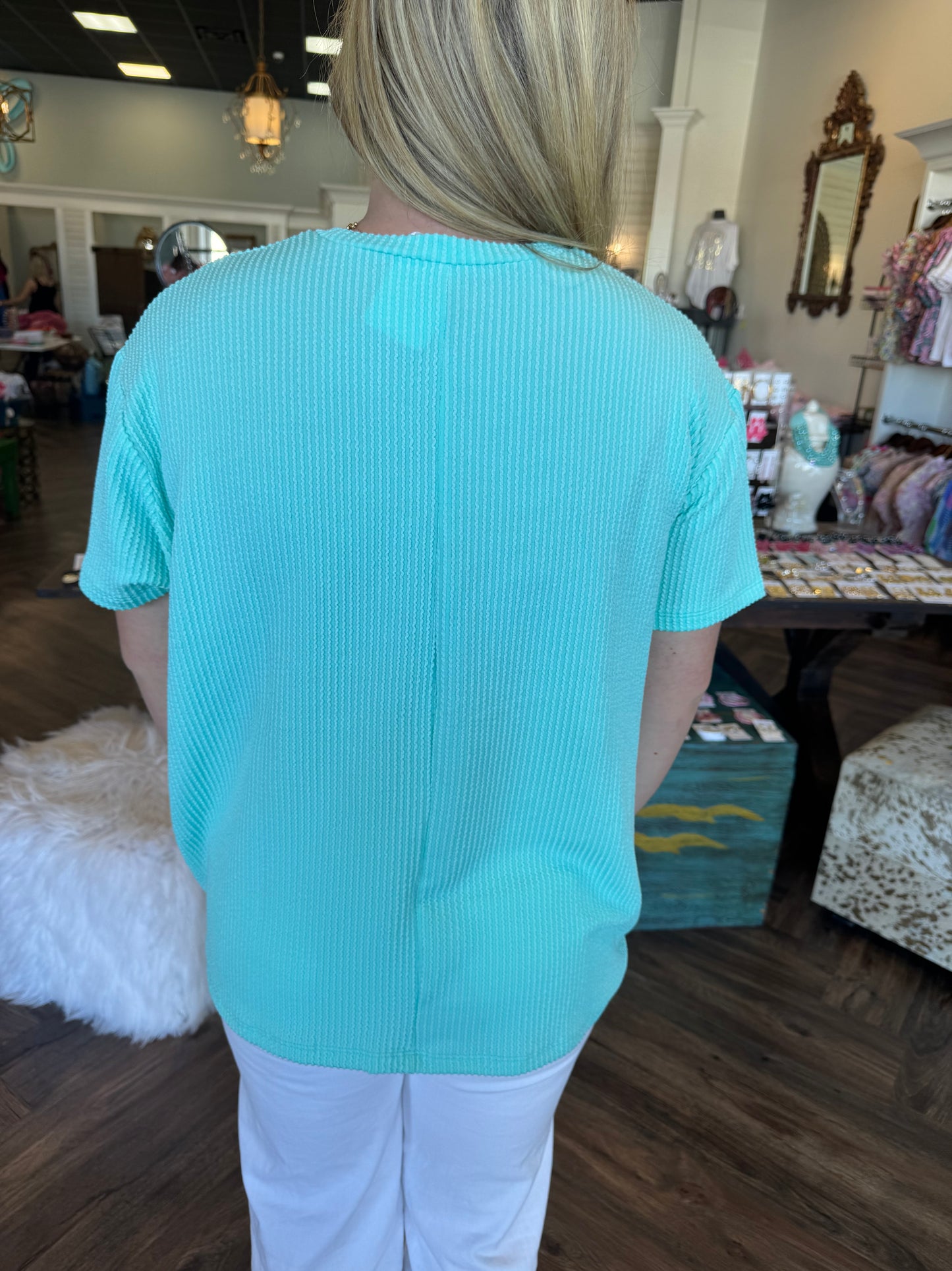 Ribbed Pocket Tee: Mint