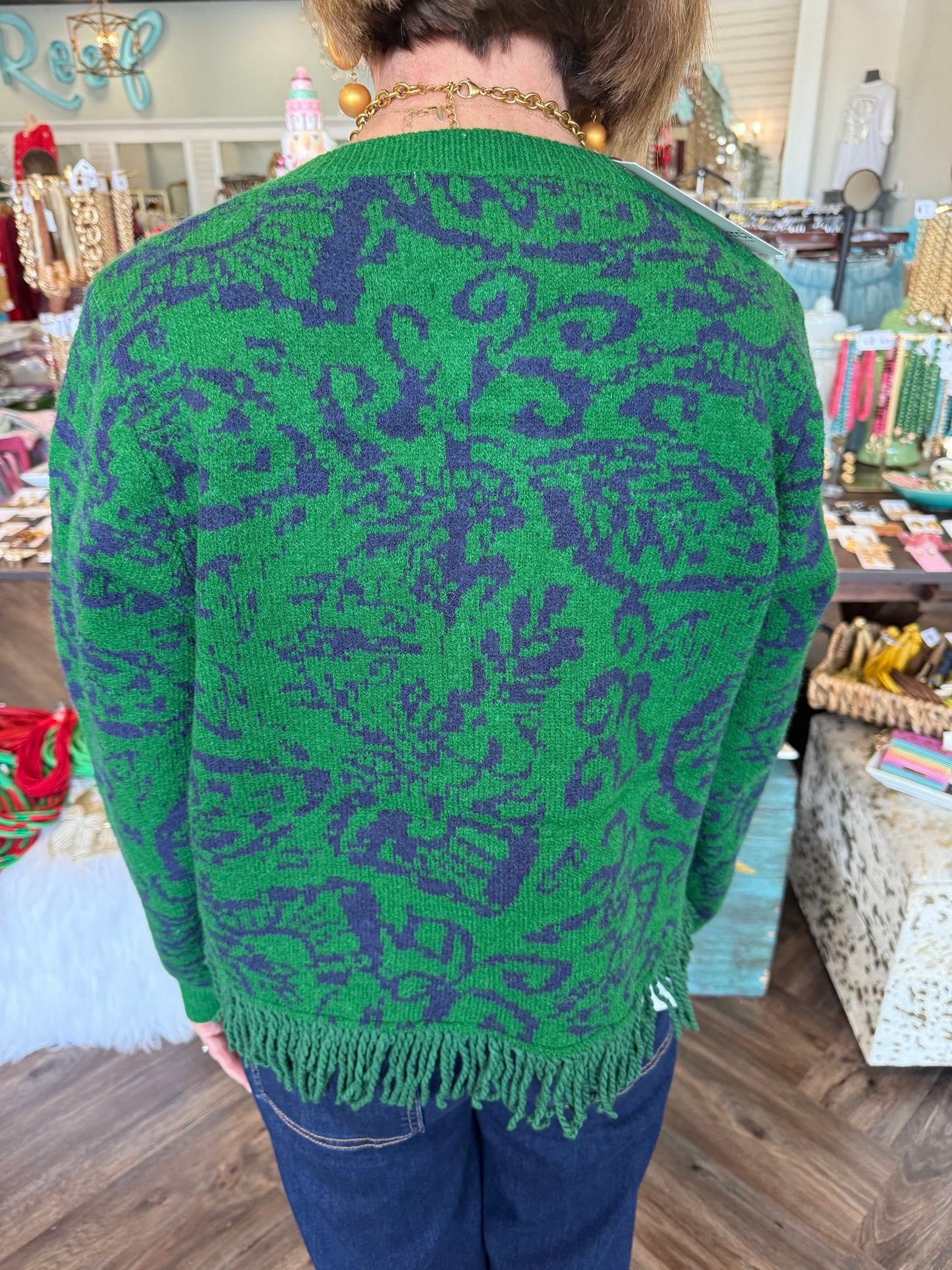 Must Have Fringe Sweater: Green