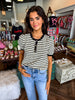 Sue Striped Button Black Sweater