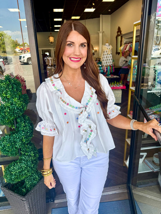 Embroidered Flower Top
