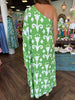 Green Petal One Shoulder Maxi Dress