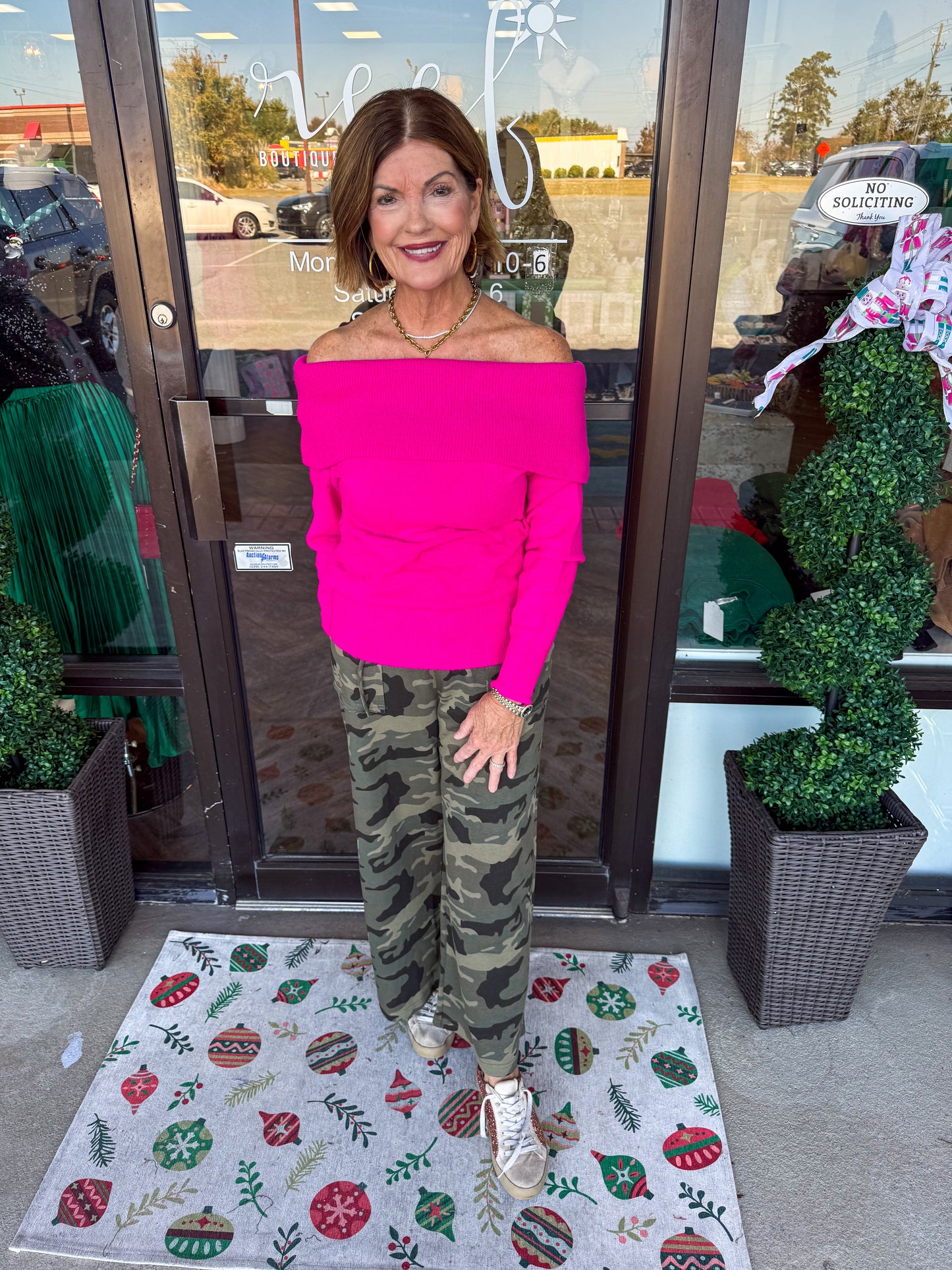 Fuchsia Off The Shoulder Sweater