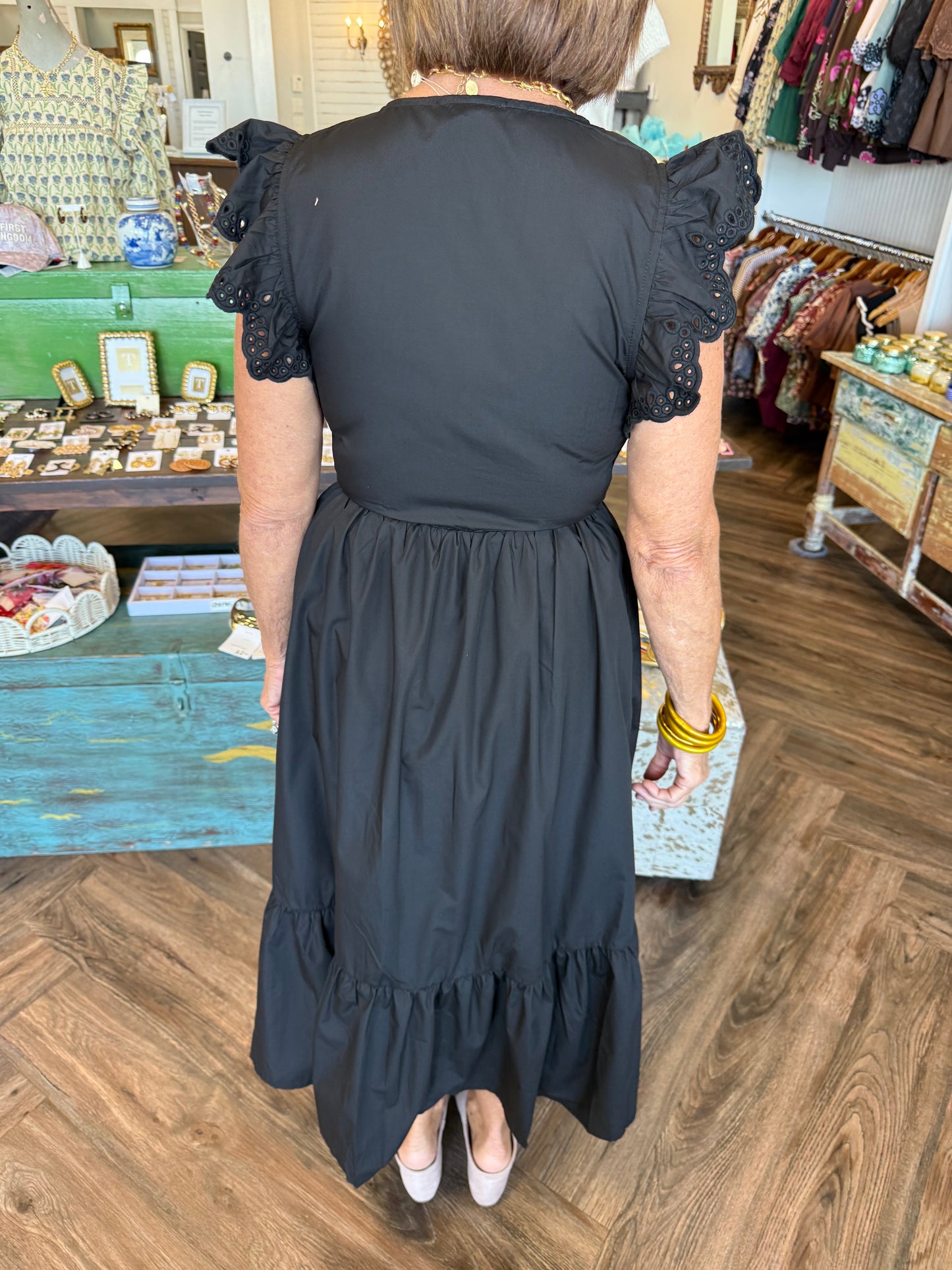 Mia Zip Midi Dress: Black