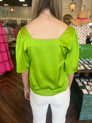 Square Neck Classy Top: Limeade