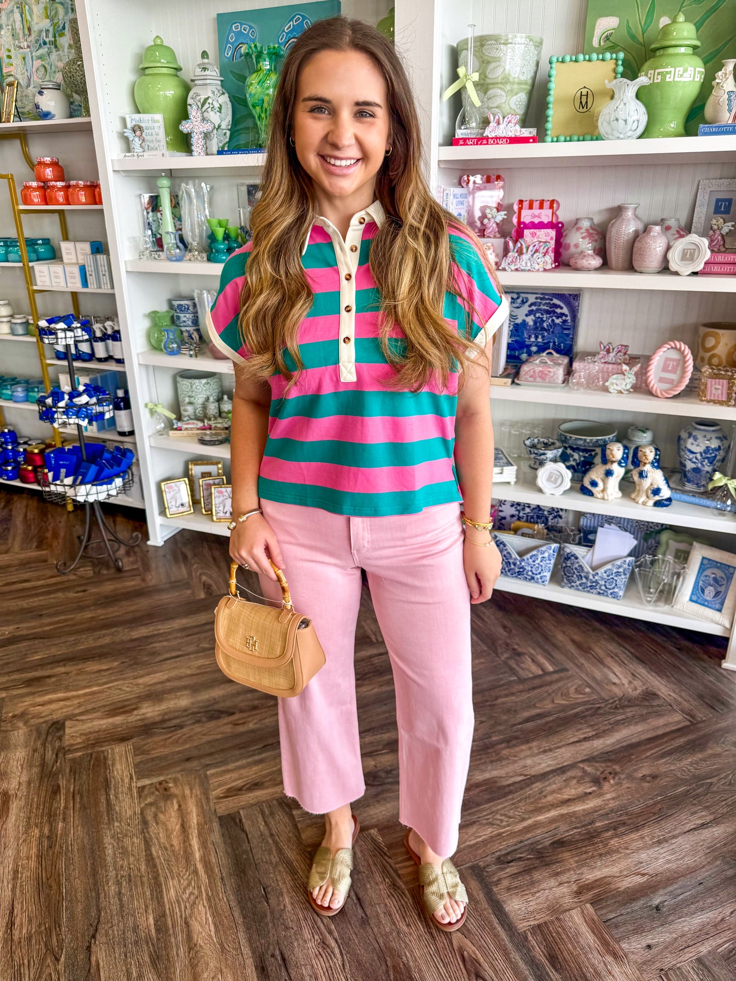 Cabana Striped Top: Pink