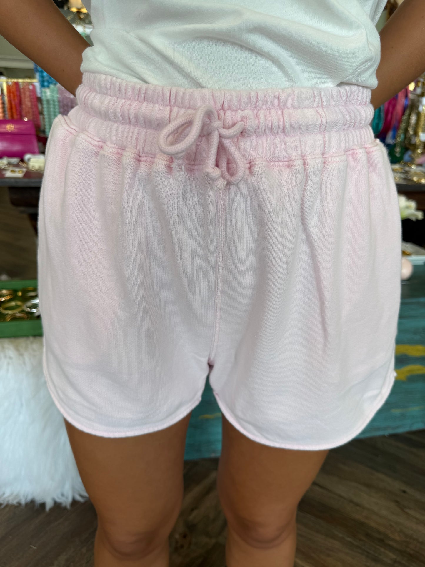 Acid Wash Shorts: Pink